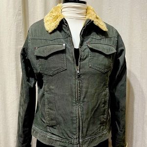 Olive green Corduroy lined winter jacket